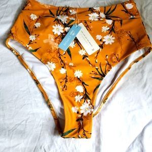 Orange High cut CupShe floral swim bottom